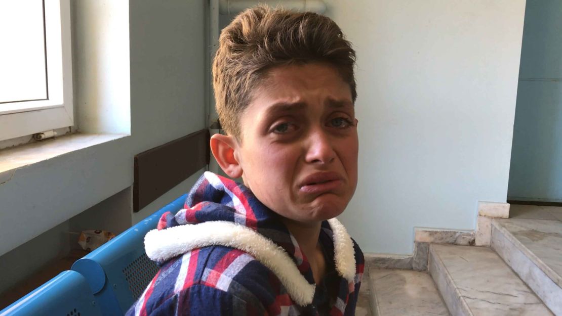 Mazin Yusif, 13, tells a harrowing story of being caught up in the apparent chemical attack.