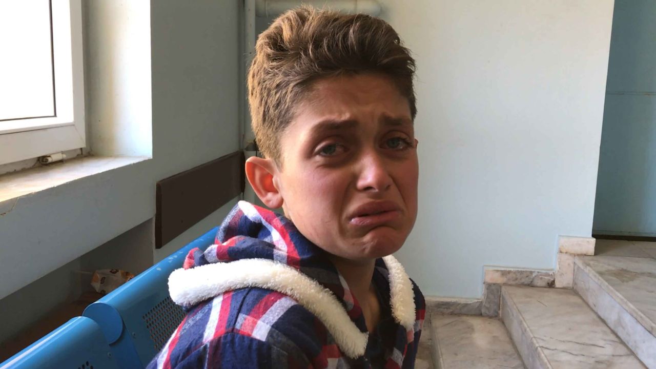 Mazin Yusif, 13, tells a harrowing story of being caught up in the apparent chemical attack.