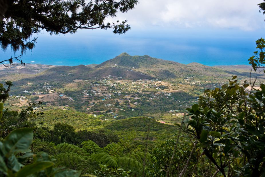 <strong>Nevis Peak view </strong>-- The sometimes steep climb up Nevis Peak yields beautiful views of the 36-square-mile island.