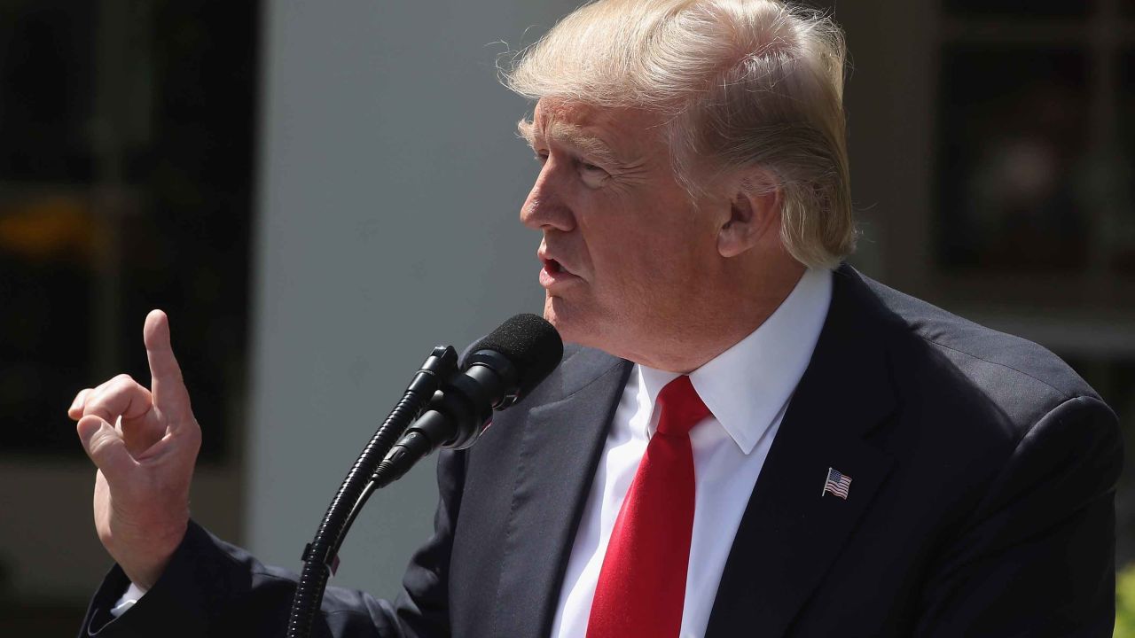 WASHINGTON, DC - APRIL 05:  U.S. President Donald Trump speaks during a joint news conference with King Abdullah II of Jordan at the Rose Garden of the White House April 5, 2017 in Washington, DC. President Trump held talks on Middle East peace process and other bilateral issues with King Abdullah II.  (Photo by Mark Wilson/Getty Images)