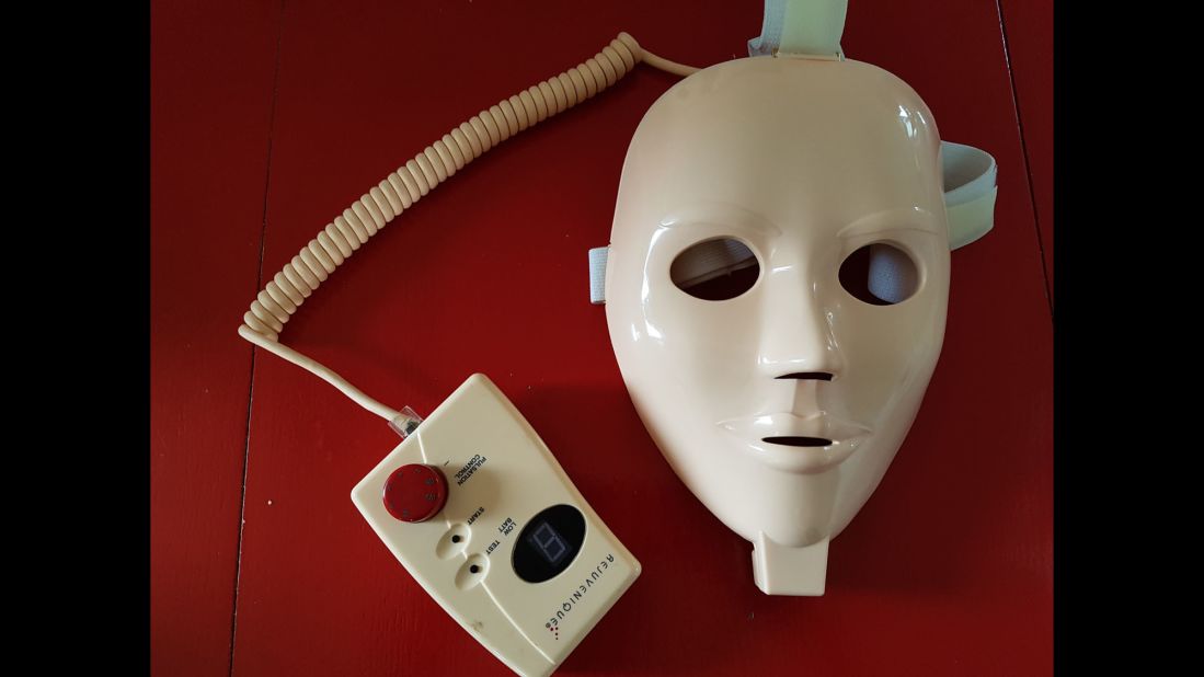 This facial mask was marketed as a device to make the wearer more beautiful. It gives the user's face small electric shocks.