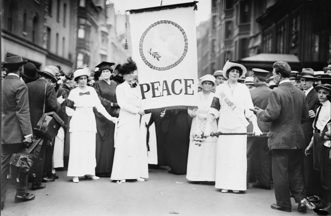 Women march for peace down New York's Fifth Avenue in 1914. A surge of anti-war activism empowered women during World War I.