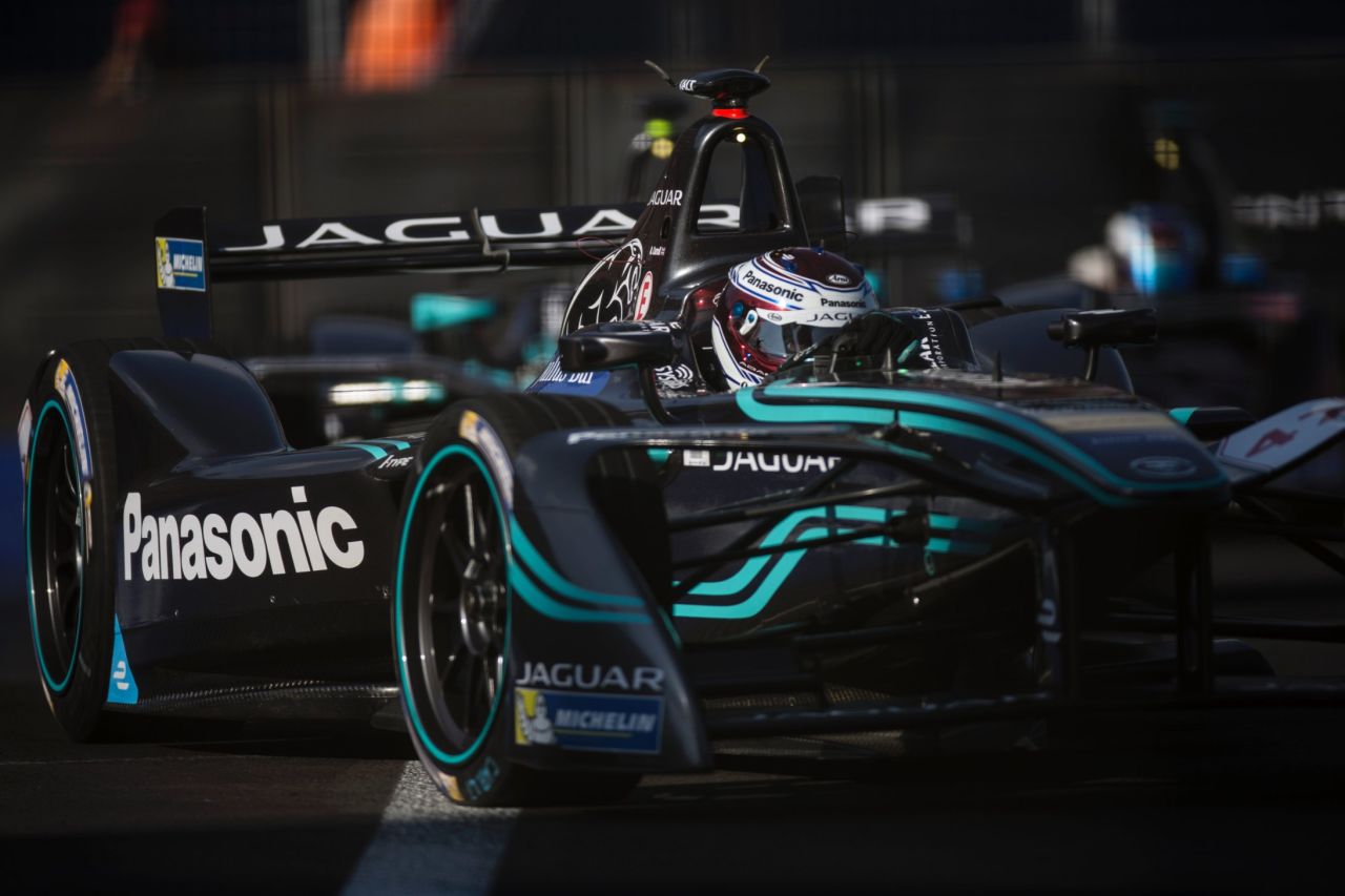 Jaguar Racing drivers Adam Carroll (pictured) and Mitch Evans also gained their first points in Formula E. Evans came home fourth while Northern Irishman Carroll was eighth. 