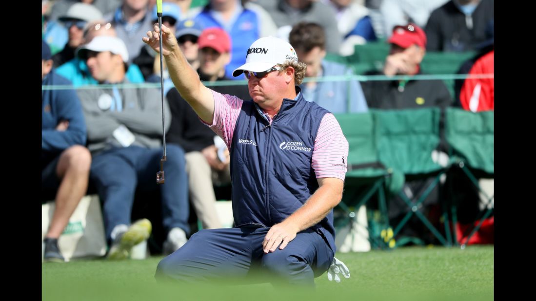 McGirt lines up a putt. He finished in second place Thursday after a 3-under 69.