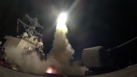 In this image provided by the US Navy, the USS Porter fires a Tomahawk cruise missile from the Mediterranean Sea on Friday, April 7. On the orders of President Donald Trump, <a href="http://www.cnn.com/2017/04/06/politics/donald-trump-syria-military/index.html" target="_blank">US warships launched between 59 Tomahawk missiles</a> at a Syrian government airfield. US officials said the Shayrat airfield was home to warplanes that carried out <a href="http://www.cnn.com/2017/04/04/middleeast/gallery/syria-suspected-chemical-attack/index.html" target="_blank">a chemical attack</a> against civilians earlier in the week.