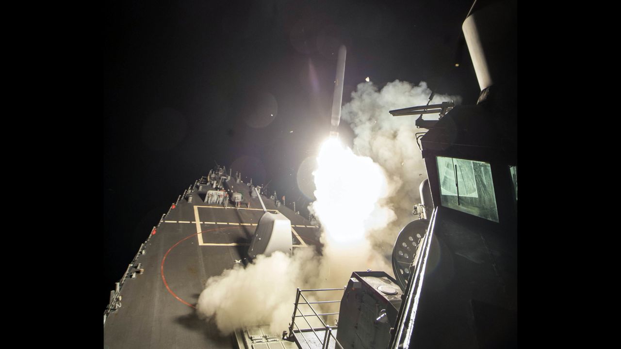 The USS Ross fires a missile from the Mediterranean Sea. All of these warship photos were provided by the US Navy.