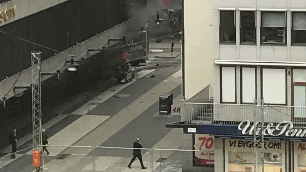 Local media reported that the truck was hijacked as it made a delivery nearby. Eyewitnesses said it barreled down Drottninggatan (Queen Street) before it crashed into the front of a department store.
