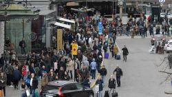 Police evacuate Stockholm Central Train Station  after a truck crashed into a department store injuring several people in a different part of Stockholm, Sweden, Friday April 7, 2017. Swedish Prime Minister Stefan Lofven says everything indicates a truck that has crashed into a major department store in downtown Stockholm is "a terror attack." (Anders Wiklund/ TT News Agency via AP)