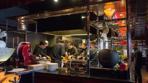 The counter feels like a sexy sushi bar at L'Atelier de Joel Robuchon.