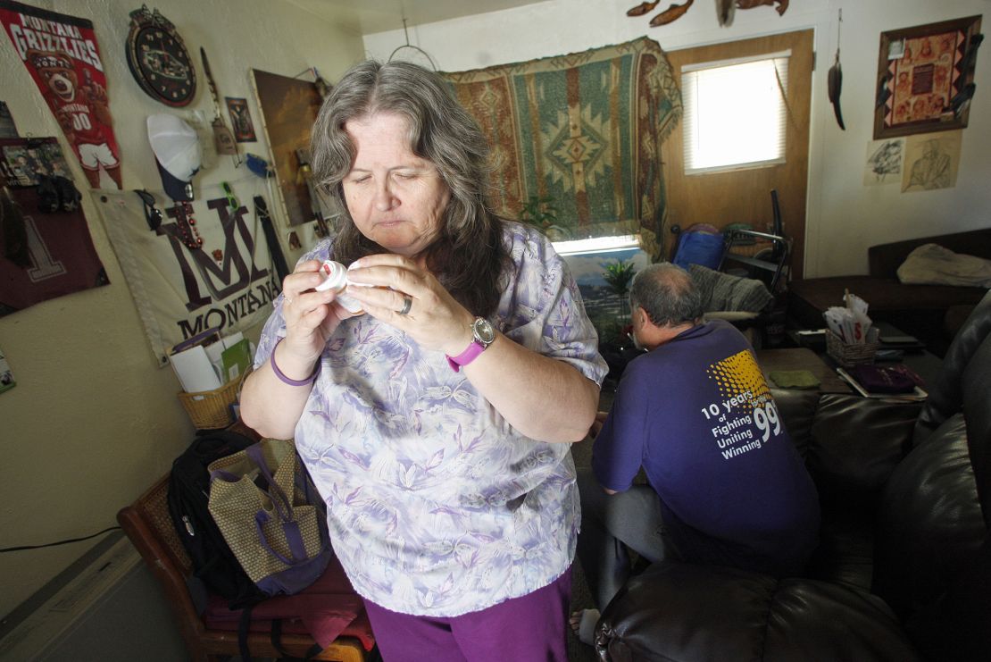 Celeste Thompson cares for her husband and worries that if she loses her Medicaid coverage, she won't be able to afford to see a doctor.