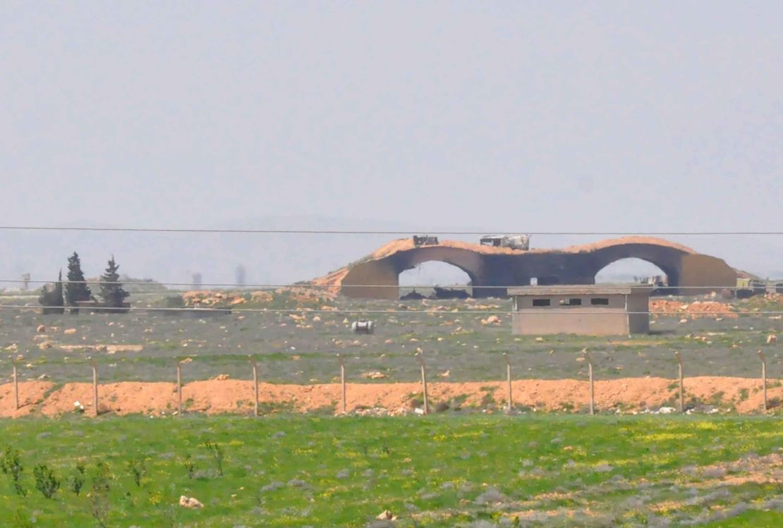 A picture taken Friday shows the damaged Shayrat airfield.