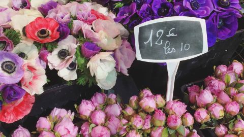 Peonies for sale in Cours Saleya flower market.