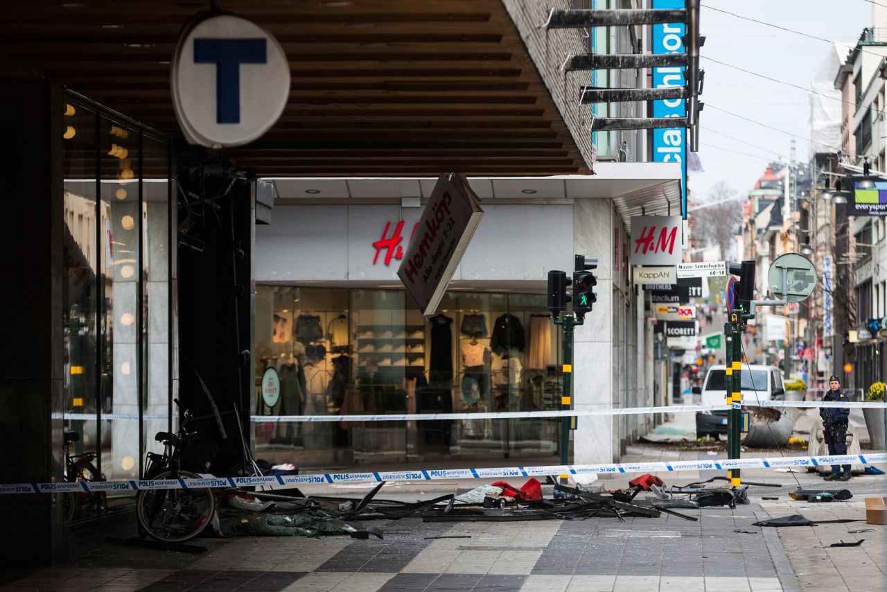 The scene of the attack in Stockholm. 