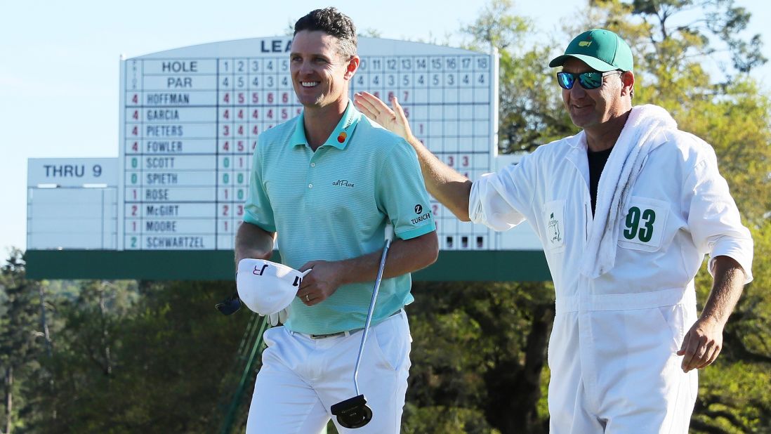 Olympic champion Justin Rose of England fires a third-round 67 to reach six under and take a share of the lead with Sergio Garcia into the final round of the Masters on Sunday.
