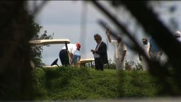 President Trump golfing on Sunday April 9, 2017 in Florida.