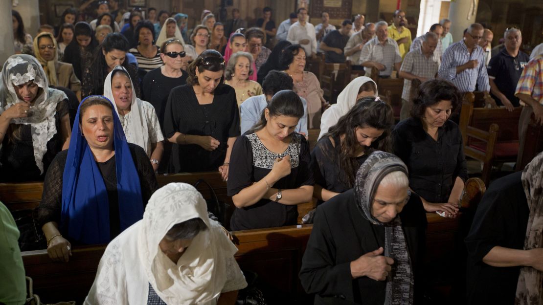 Coptic Christians in Cairo pray for the victims of EgyptAir Flight 804 crash in May 2016.