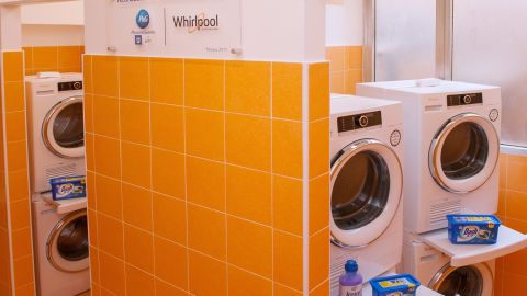 Six washing machines, six dryers and a number of irons have been donated by the Whirlpool Corporation. 
