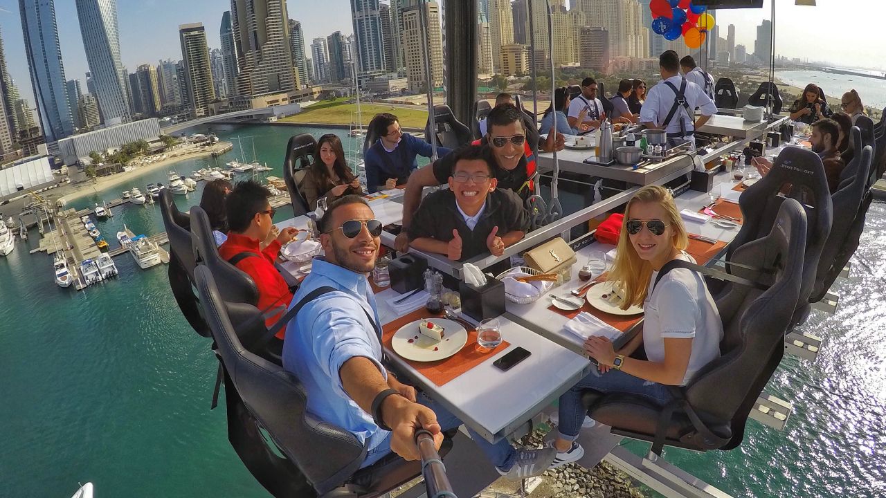 These diners at Dinner in the Sky UAE look happy -- but how about the rest of Dubai?