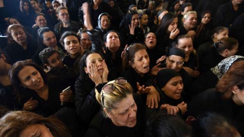 Mourners in Alexandria at a funeral for the blast victims.
