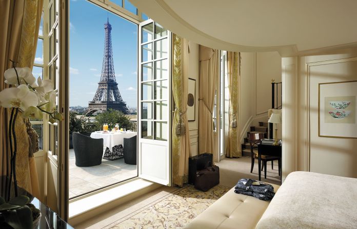 <strong>Shangri-La Hotel, Paris</strong> -- Its unparalleled views of the Eiffel Tower directly across the river make the Shangri-La an ideal Paris honeymoon hotel.