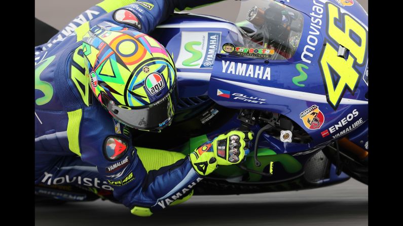 Valentino Rossi rides his Yamaha motorcycle during the MotoGP race in Argentina on Sunday, April 9.