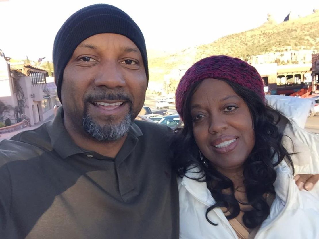 A photo from Cedric Anderson's Facebook page shows him and Karen Smith together. The two were estranged at the time of Monday's shooting, police said.