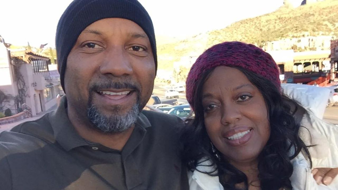 A photo from Cedric Anderson's Facebook page shows him and Karen Smith together. The two were estranged at the time of Monday's shooting, police said.