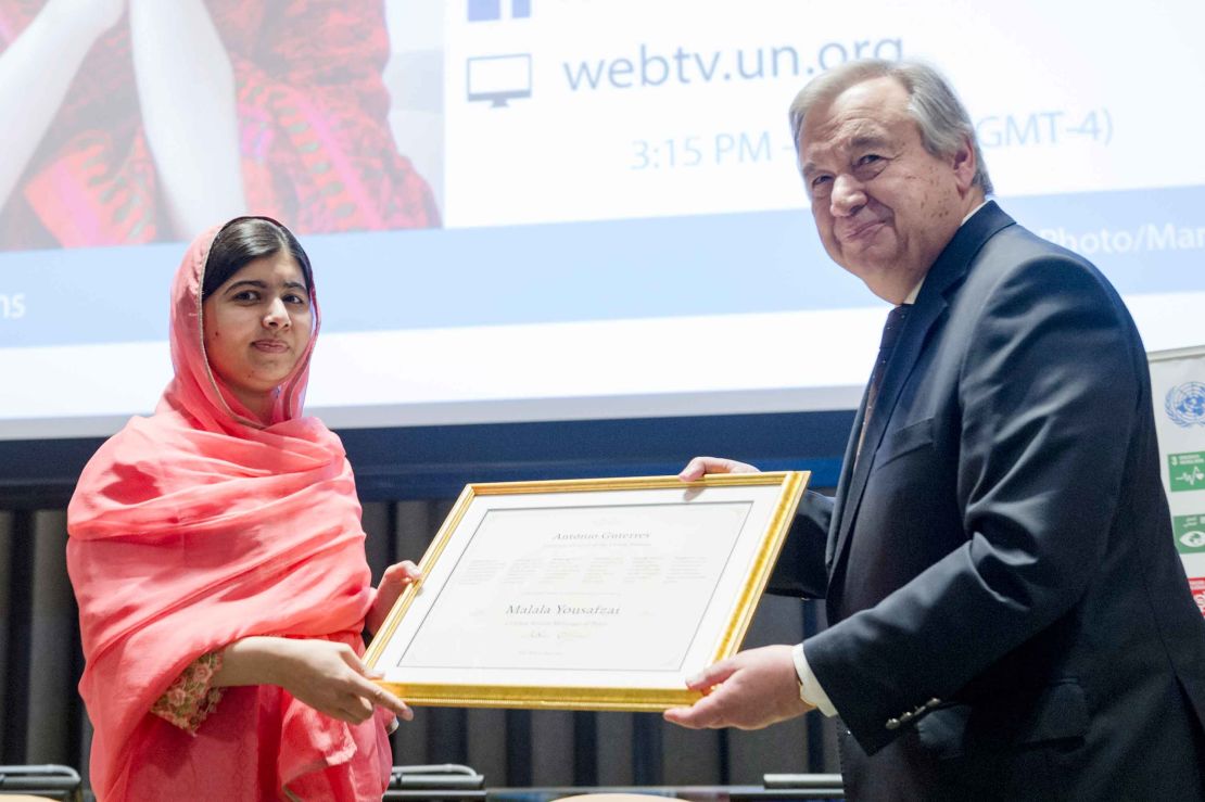 Malala Yousafzai was named UN Messenger of Peace by UN Secretary-General Antonio Guterres.