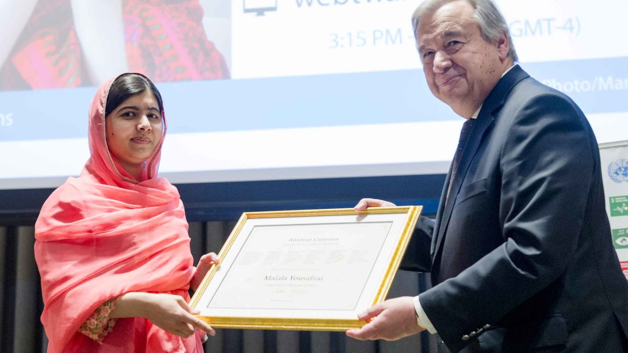 Malala Yousafzai was named UN Messenger of Peace by UN Secretary-General Antonio Guterres.