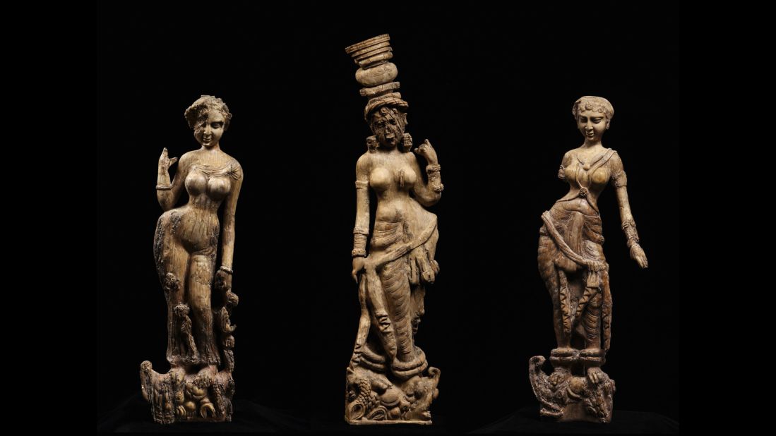 These first-century statuettes of river goddesses were discovered in Bagram, Afghanistan. They were shown as part of the British Museum's 2011 "Afghanistan: Crossroads of the Ancient World" exhibition. 
