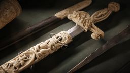 A picture taken on January 10, 2017 shows an ivory sword at the Musei Reali (Royals museum) at the Royal Palace of Savoia dynasty in Turin.    / AFP / MARCO BERTORELLO / RESTRICTED TO EDITORIAL USE        (Photo credit should read MARCO BERTORELLO/AFP/Getty Images)