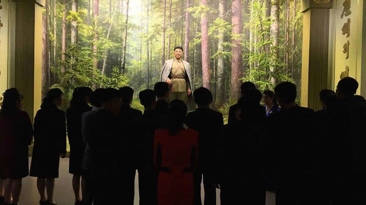 North Koreans observe a statue of their founder, Kim Il Sung, at the Museum of the Korean Revolution on April 10. CNN's Will Ripley said it was the first time CNN cameras had been allowed into the Pyongyang museum.