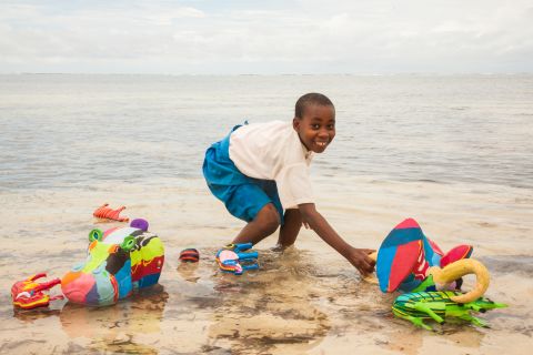 The conservation group and recycling collective Ocean Sole encourages communities to clean up beaches and make flip flops into a living, by recycling them into colorful animal sculptures, like the ones pictured above. 