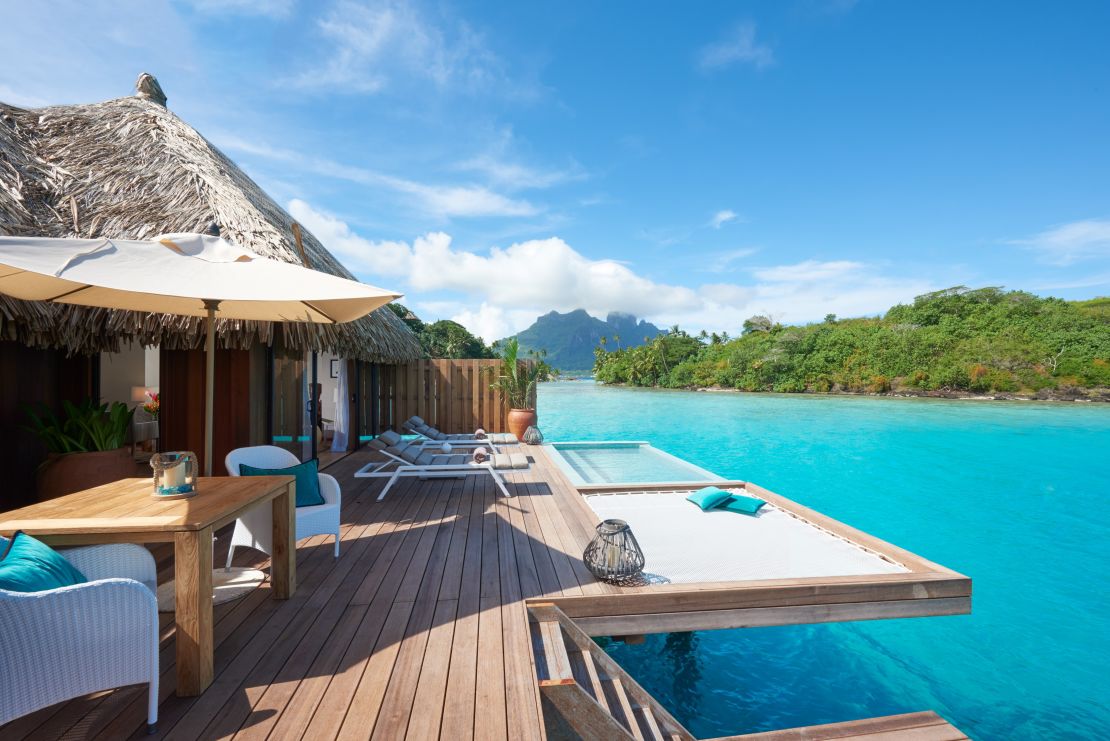 This brand-new property in Bora Bora offers two-story overwater bungalows.