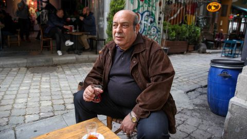 Former Peoples' Democratic Party (HDP) MP Hasip Kaplan drinks tea at a cafe in Istanbul on Sunday, April 9, 2017.