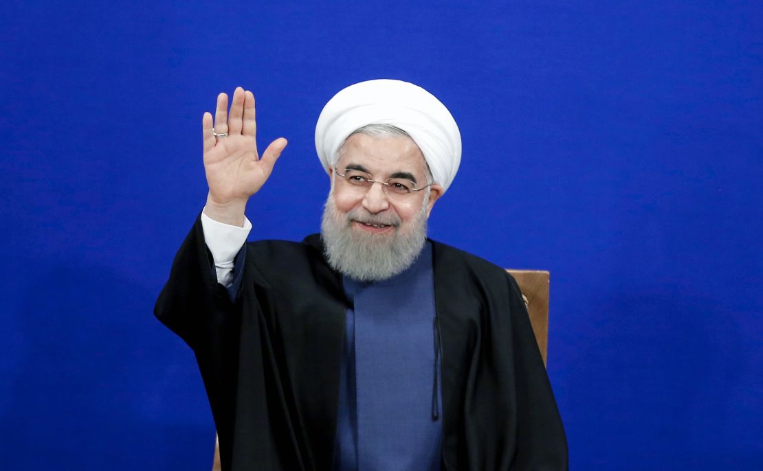 Iranian President Hassan Rouhani gives a press conference in the capital Tehran on April 10, 2017.