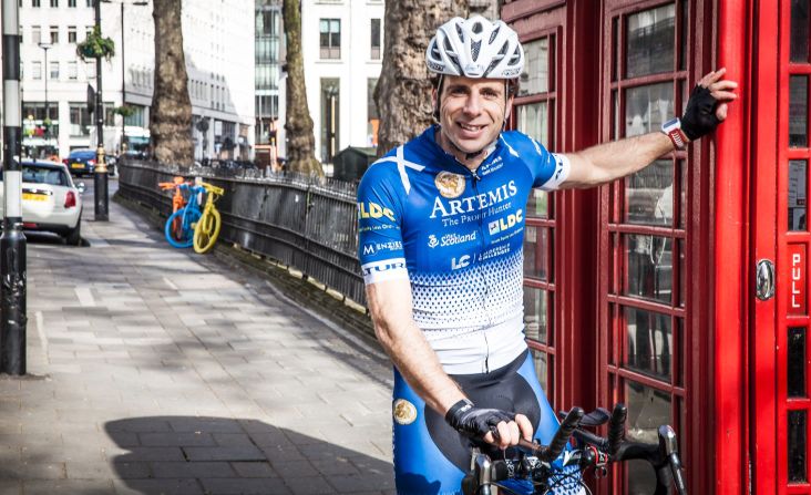 Beaumont poses by a traditional London phone box in 2008, before his previous voyage around the globe. The Scot prepared for his upcoming Herculean task with a leisurely, 3,500 mile ride around Britain's coastline, setting off on April 4, 2017.