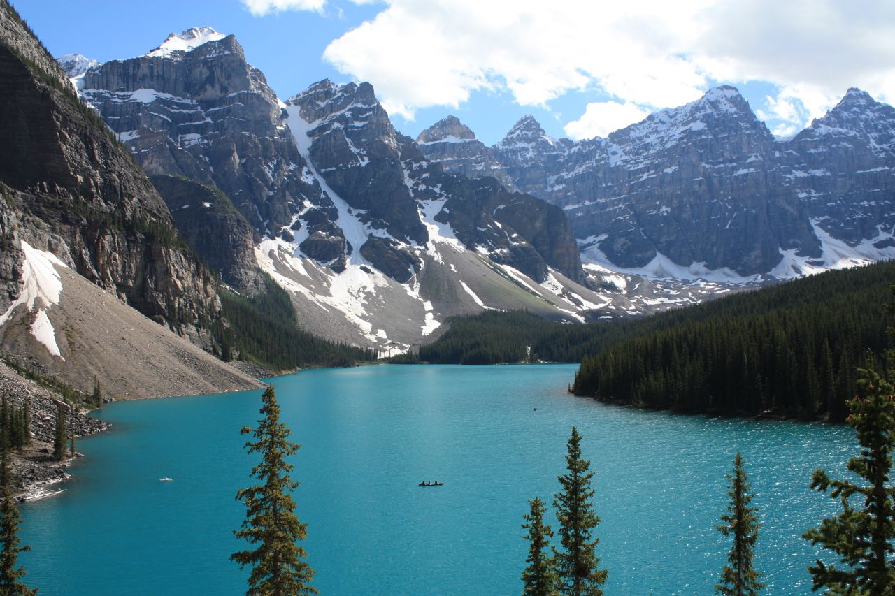 <strong>Moraine Lake, Banff National Park, Alberta, Canada: </strong>Moraine Lake is known as the jewel of the Rockies for its deep crystalline waters that reflect the pine forests, soaring mountains and endless sky. 