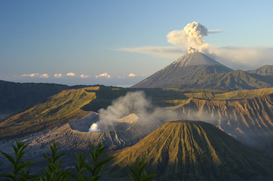 <strong>Mount Bromo, Indonesia: </strong>Mount Bromo is a small active volcano inside the much larger caldera of an ancient extinct volcano.