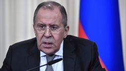 Russian Foreign Minister Sergei Lavrov speaks during a joint press conference with US Secretary of State after their talks in Moscow on April 12, 2017.
Russian President Vladimir Putin on Wednesday met US Secretary of State Rex Tillerson after complaining of worsening ties with Donald Trump's administration as the two sides spar over Syria. Putin received Tillerson at the Kremlin along with Russia's Foreign Minister Sergei Lavrov after the top diplomats held several hours of talks dominated by the fallout of an alleged chemical attack in Syria.
 / AFP PHOTO / Alexander NEMENOV        (Photo credit should read ALEXANDER NEMENOV/AFP/Getty Images)
