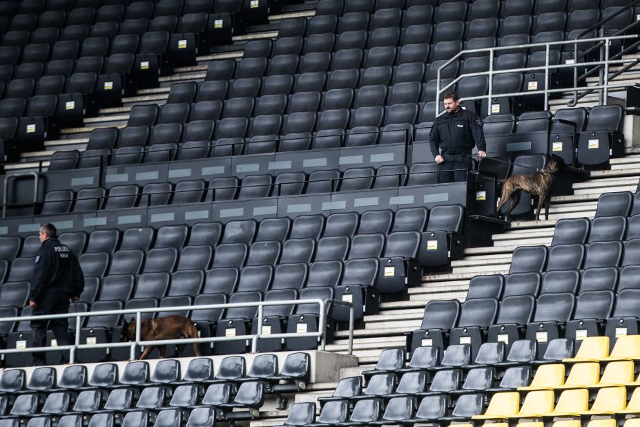Before the match, Dortmund said it would "not bend before terror" and hours before kickoff police sniffer dogs checked inside the stadium.