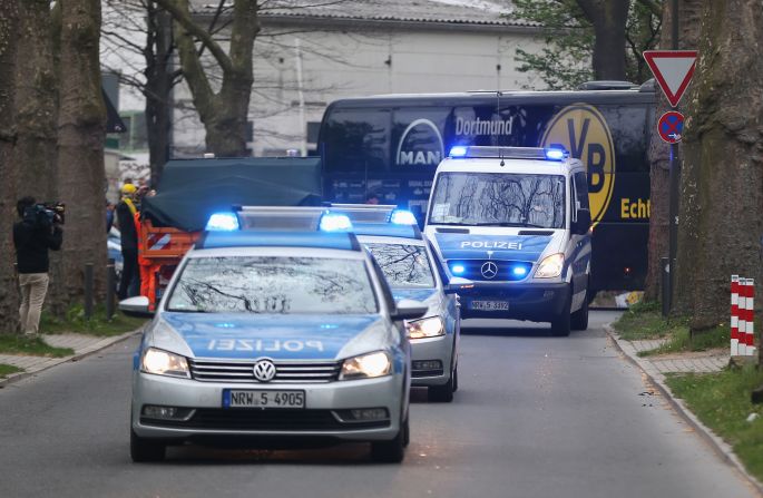 There was heavy police presence in the city and Dortmund's team coach was escorted by police as it arrived for the rescheduled match.