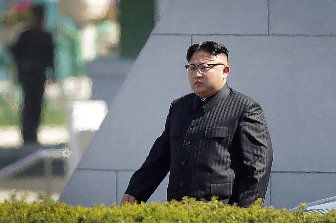 North Korean leader Kim Jong Un arrives for the ceremony.