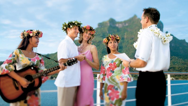 <strong>Paul Gauguin Cruises:</strong> What's more romantic than a leisurely sail around Tahiti? A wedding on deck.