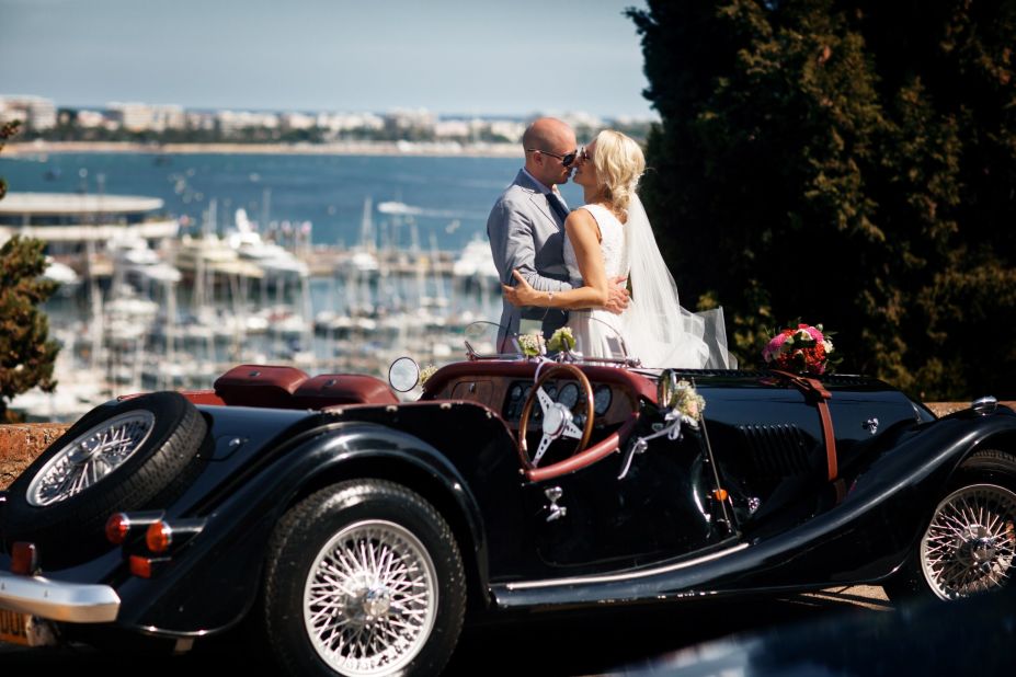 <strong>Wedding wheels:</strong> A classic Morgan sports car as your wedding wheels with the Riviera as the backdrop is about as romantic as it gets.  
