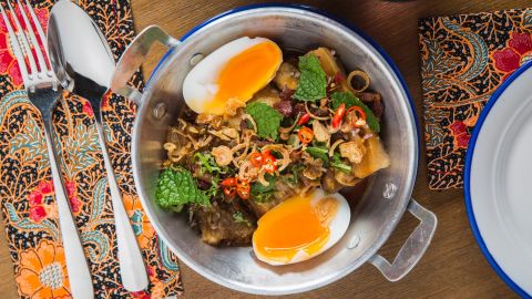 Soul Food's eggplant salad with duck egg, make with ingredients sourced from the  Or Tor Kor Market in Bangkok.