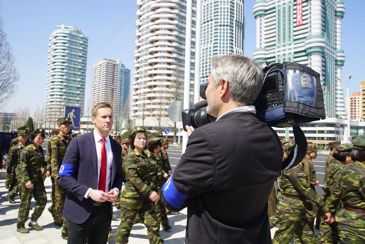 CNN's Will Ripley and David Hawley filming in Pyongyang.