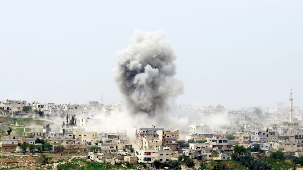 Smoke rises from Daraa, Syria, during fighting in the city on Monday, April 10. The Syrian civil war is in its sixth year.