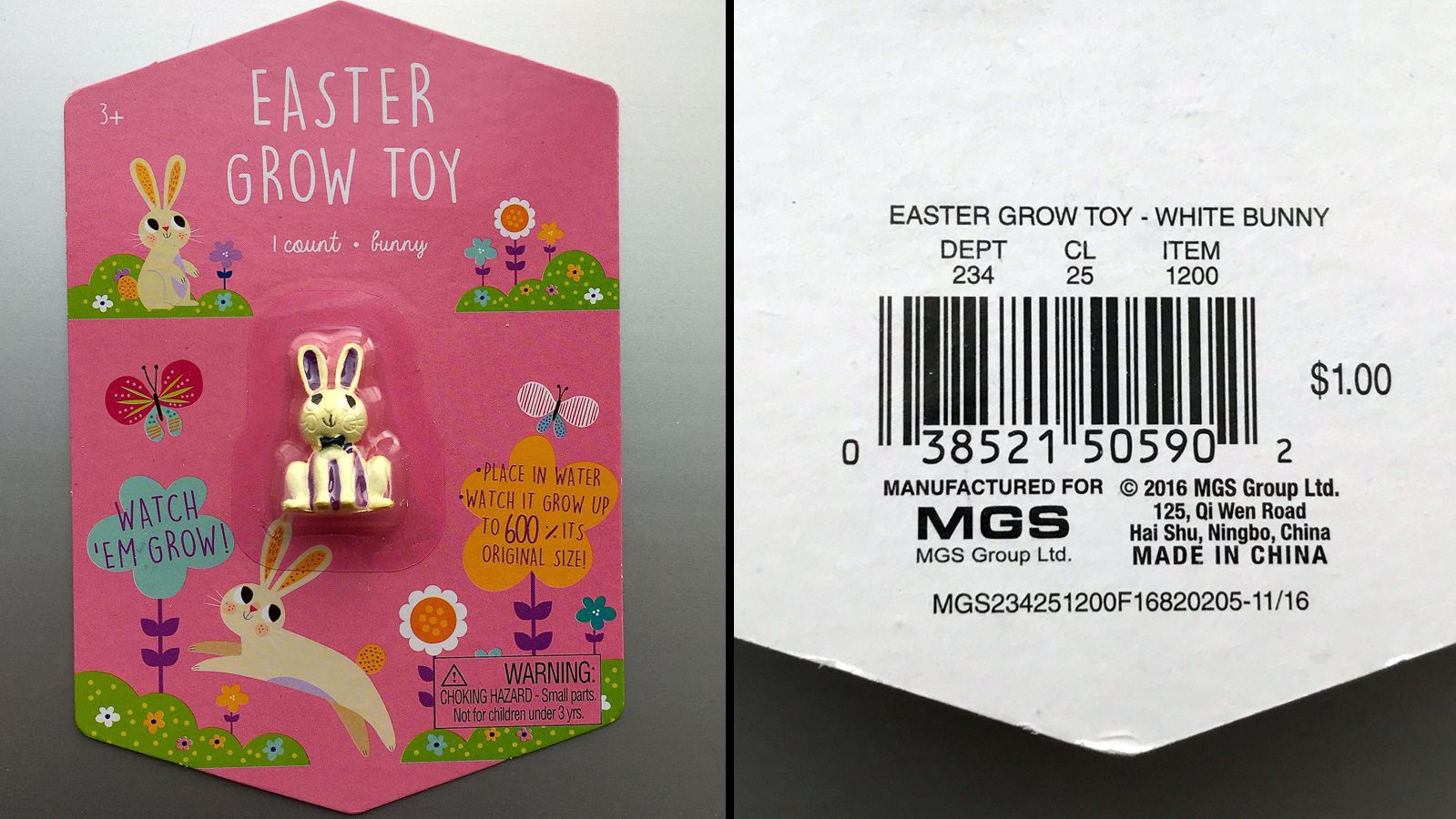 Easter Grow toys with model number 234-25-1200 are recalled.