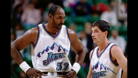 The Utah Jazz got two Hall of Famers in back-to-back drafts. Karl Malone, left, was the 13th overall draft pick in 1985. John Stockton, right, was the 16th overall pick a year earlier. The two were perennial All-Stars who played together for nearly their entire careers. They also starred on the iconic "Dream Team" -- the U.S. Olympic team that won gold in 1992.